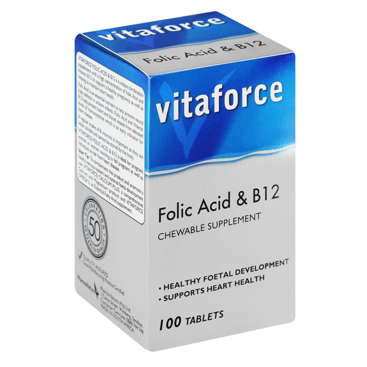 Vitaforce Folic Acid&amp;amp; B12 100 Tabs - 2605