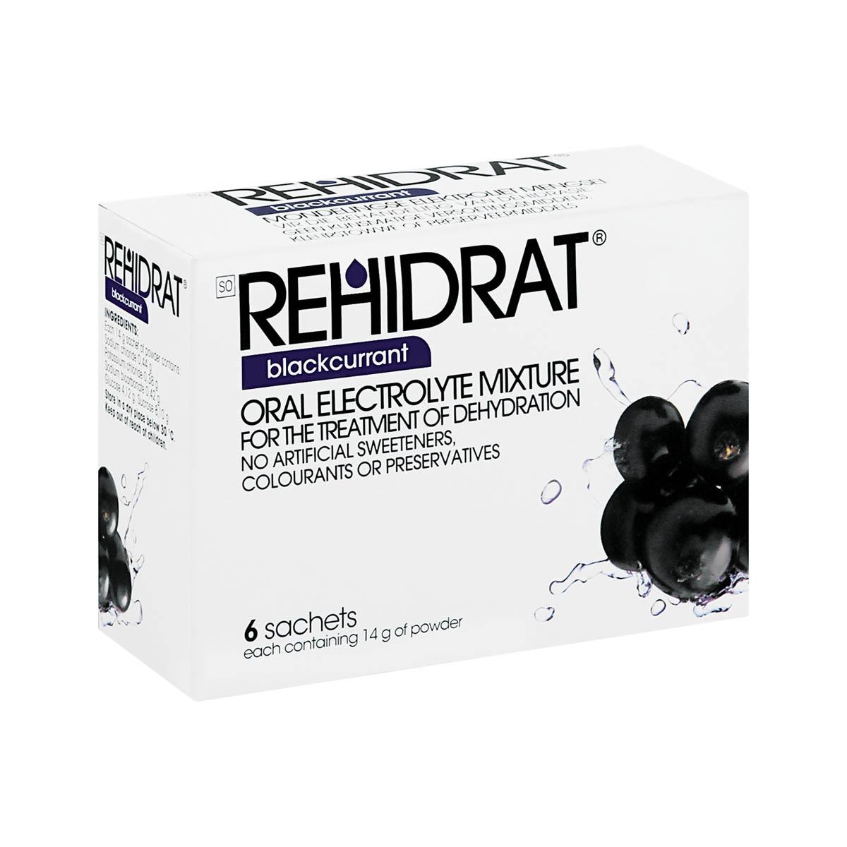 Rehidrat, Oral Electrolyte Mixture, Blackcurrant, 14g X 6 Sachets - 4521