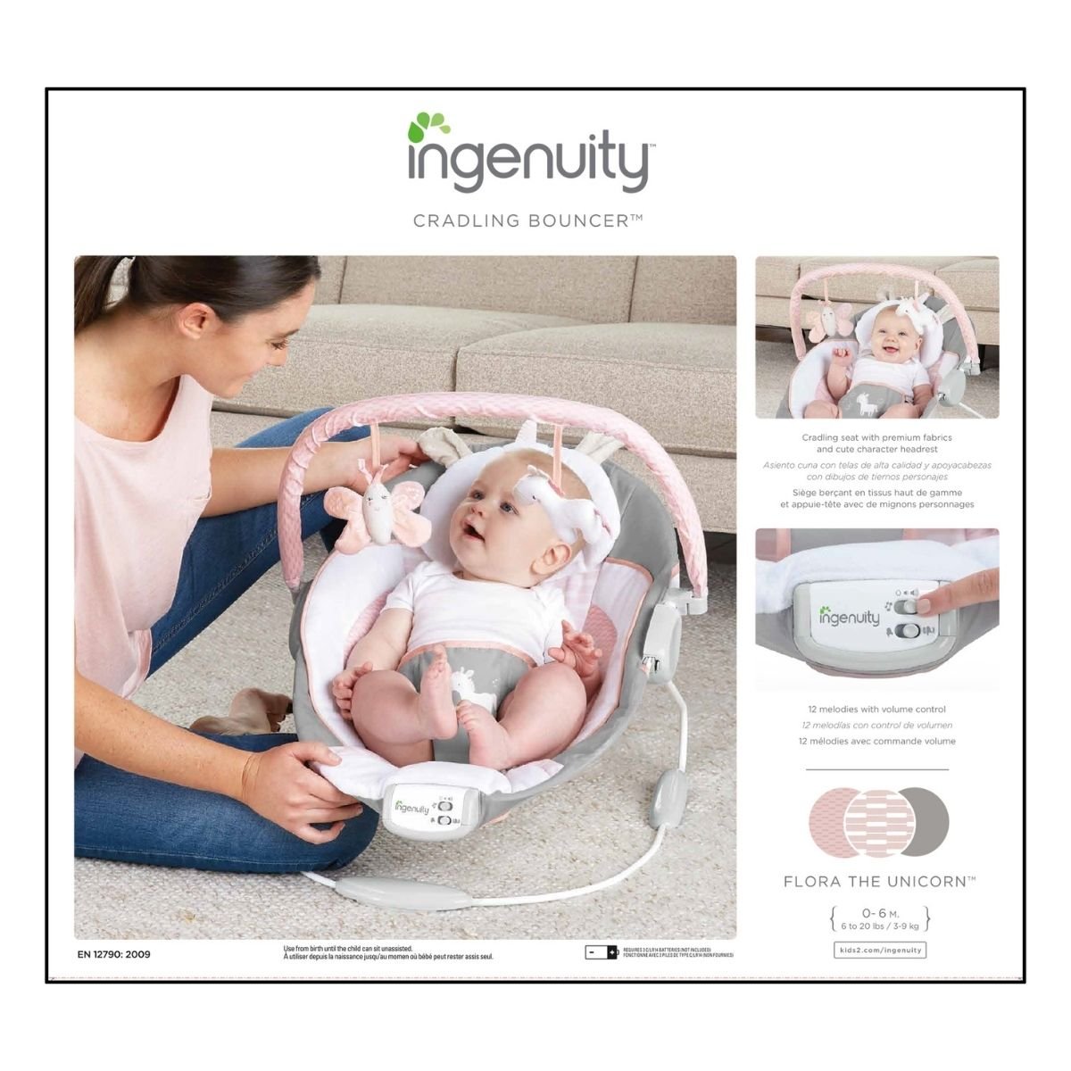 Ingenuity Cradling Bouncer 0-9kg - Flora - 309963