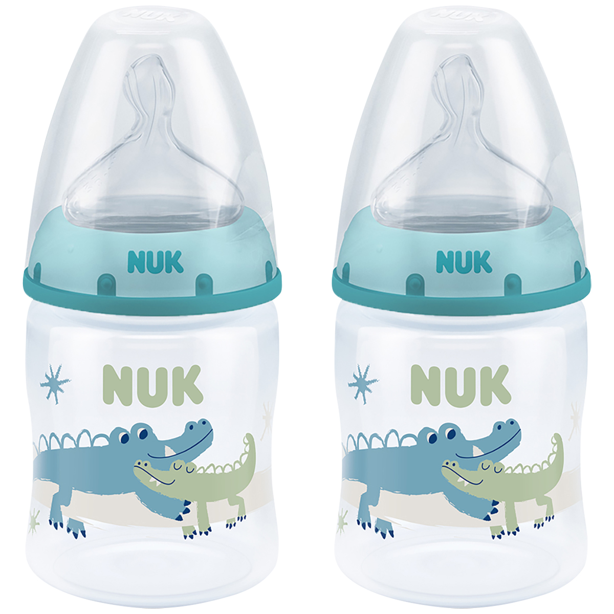 Nuk Temperature Control Bottle 150ml with Size 1 Silicone Teat 0-6m Twin Pack - Boy