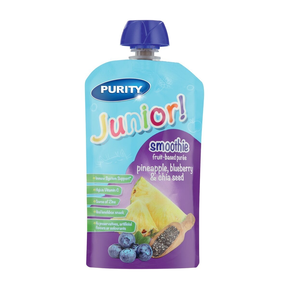 purity Junior Smoothie. Pineapple, Blueberry &amp;amp; Chia Seed 110 Ml - 325535