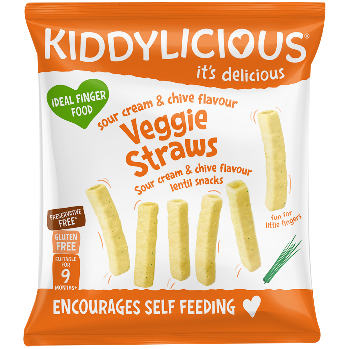 Kiddylicious Sour Cream &amp; Chives Flavoured Veggies Straws 15g