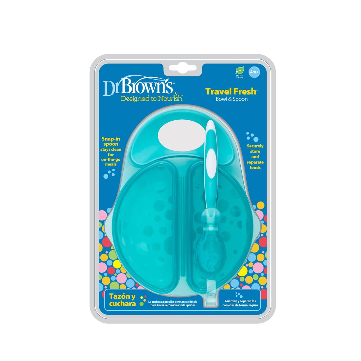 Dr Brown's Travel Fresh™ Bowl &amp; Snap-in Spoon, Teal, 1-Pack