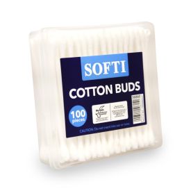 Softi Cotton Buds White 100 In Rectangular Holder - 36860
