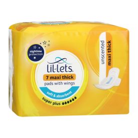 Lil-lets Maxi Cotton Pads Night 7's Unscented - 106518