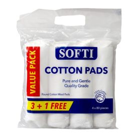 Softi Cotton Pads Round 4pack 80pcs - 171157