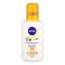 Nivea Sun Kids Protect &amp; Sensitive Sun Spray Spf50+ Sunscreen 200ml - 206502