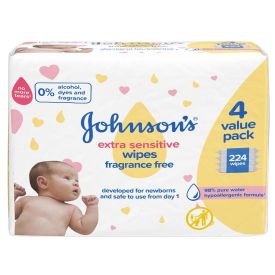 Johnsons Baby, Wipes, Extra Sensitive, 4 Value Pack, 244 Wipes - 297594