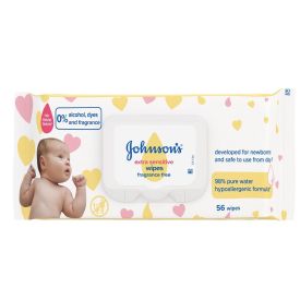 Johnsons Baby Wipes Extra Sensitive Pack of 56 Wipes - 297597