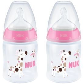 Nuk Temperature Control Bottle 150ml with Size 1 Silicone Teat 0-6m Twin Pack - Girl - 319803