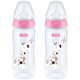 Nuk Temperature Control Bottle 300ml with Size 2 Silicone Teat 6-18m Twin Pack - Girl - 319820