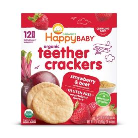 Happy Baby Organic Teether Crackers 24s - Strawberry and Beet - 323558