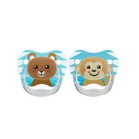 Dr Brown's PreVent Printed Shield Soother Stage 2, Animal Faces (Bear & Monkey - Blue), 2-Pack