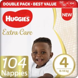Huggies Bale Extra Care 52 Nappies Size 4 (Two Packs Of Nappies Plus Wipes)