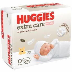 Huggies Extra Care Disposable Diapers Size 0 25s - 297586