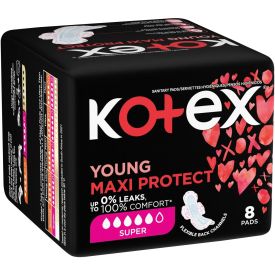 Kotex Young Maxi Pads Super Wings 8's - 221494