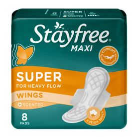 Stayfree Super Thick Wings Maxi Pack of 8 Sanitary Pads Scented