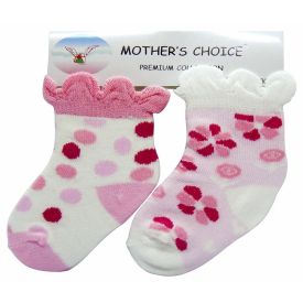 Mother's Choice Dots And Flowers Pink Socks 2 Pack - 310353