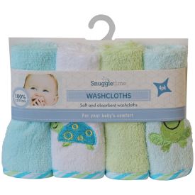 Snuggletime Deluxe Terry Washcloth 4 Pack Pink Fish