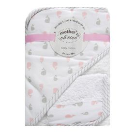 Mother's Choice Pnk Whale H/towel &amp; W/cloth - 302640
