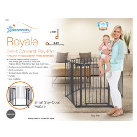 Dreambaby Royal Converta 3 in 1 Play-pen Gate - Charcoal - 336448