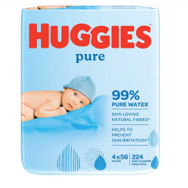 Huggies Baby Wipes (4x56's) Pure