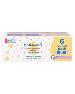Johnsons Baby Wipes Extra Sensitive 6 Value Pack 366 Wipes - 297598