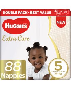 Huggies Bale Extra Care 44 Nappies Size 5 (Two Packs Of Nappies Plus Wipes)